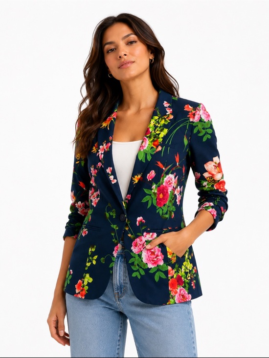 Sunny Girl Jackets & Blazers - SUNNY GIRL Blazer, Navy & Floral Print, NWOT, Size L